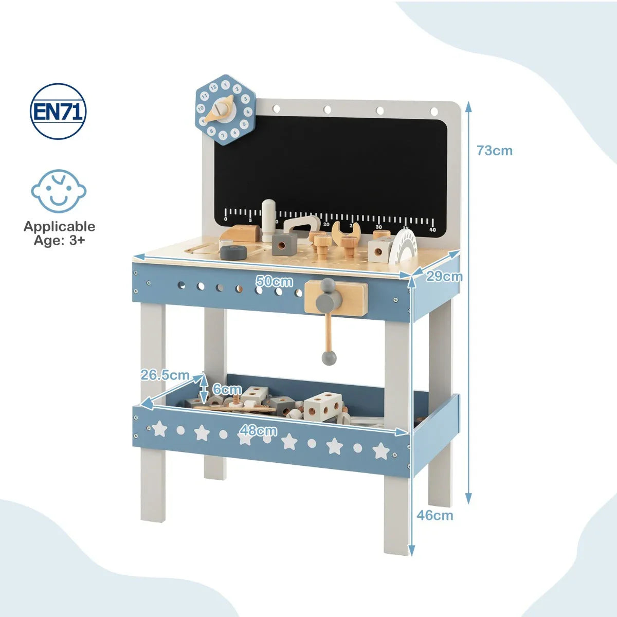 NNECW Kids Play Tool Workbench Set with 61 PCS Tool & Parts Set for Age 3/4/5 Years Old-3