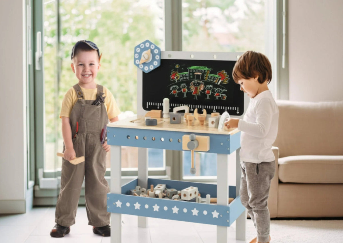 NNECW Kids Play Tool Workbench Set with 61 PCS Tool & Parts Set for Age 3/4/5 Years Old-0