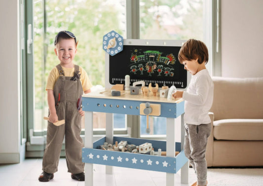 NNECW Kids Play Tool Workbench Set with 61 PCS Tool & Parts Set for Age 3/4/5 Years Old-0