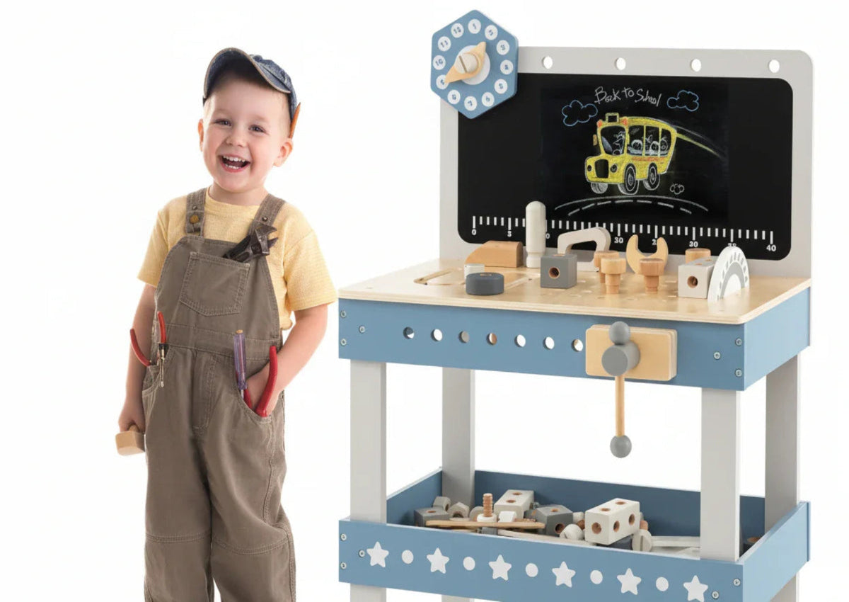 NNECW Kids Play Tool Workbench Set with 61 PCS Tool & Parts Set for Age 3/4/5 Years Old-1